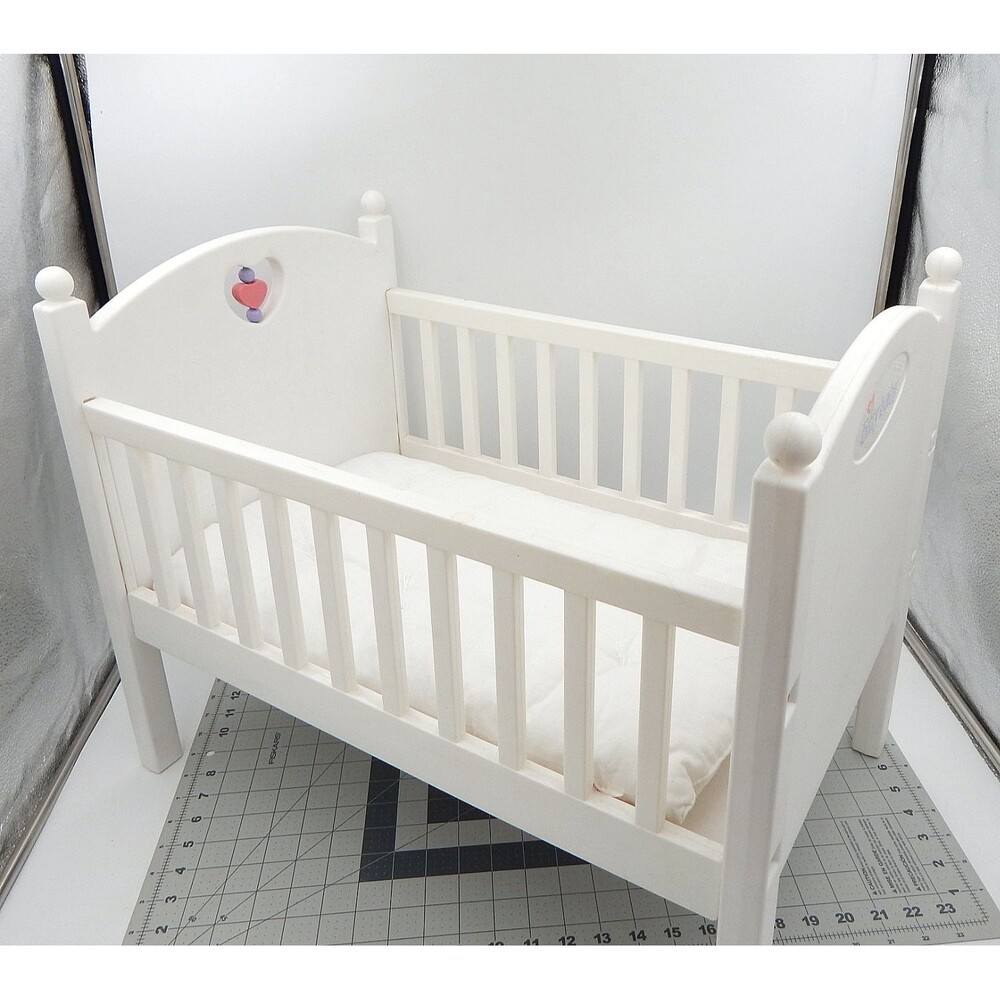 American Girl Bitty Baby Doll Bed White Heart Crib Bed Mattress